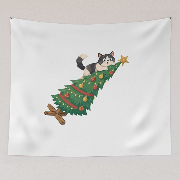 Item preview, Kitty Knocking the Xmas Tree Down designed and sold by susiecc.