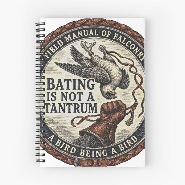 Item preview, Bating Is Not a Tantrum Falconry Field Manual Woodcut designed and sold by BoosterShop.
