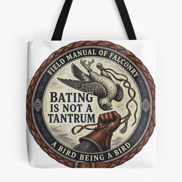 Item preview, Bating Is Not a Tantrum Falconry Field Manual Woodcut designed and sold by BoosterShop.