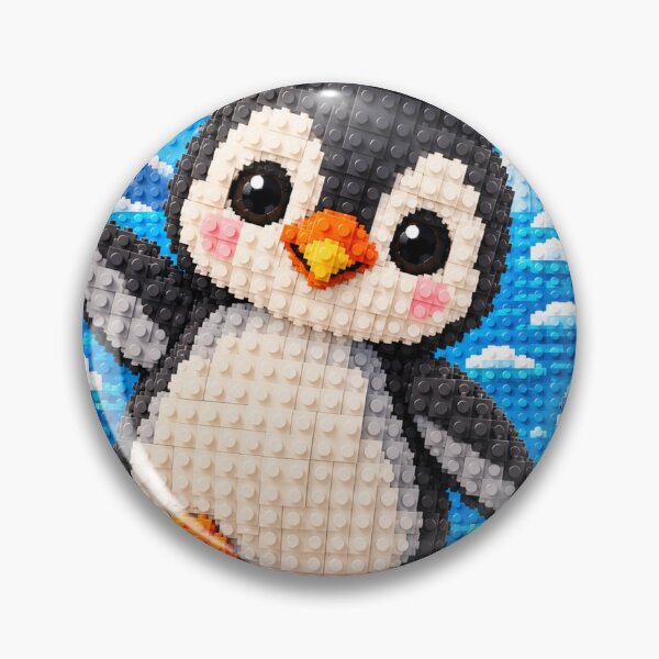 Item preview, Little Penguin Adventure – Cute Polar Penguin Building Block Mosaic Art designed and sold by WildWhimsy Art.