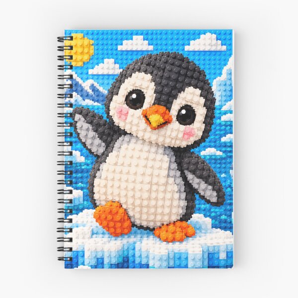 Item preview, Little Penguin Adventure – Cute Polar Penguin Building Block Mosaic Art designed and sold by WildWhimsy Art.