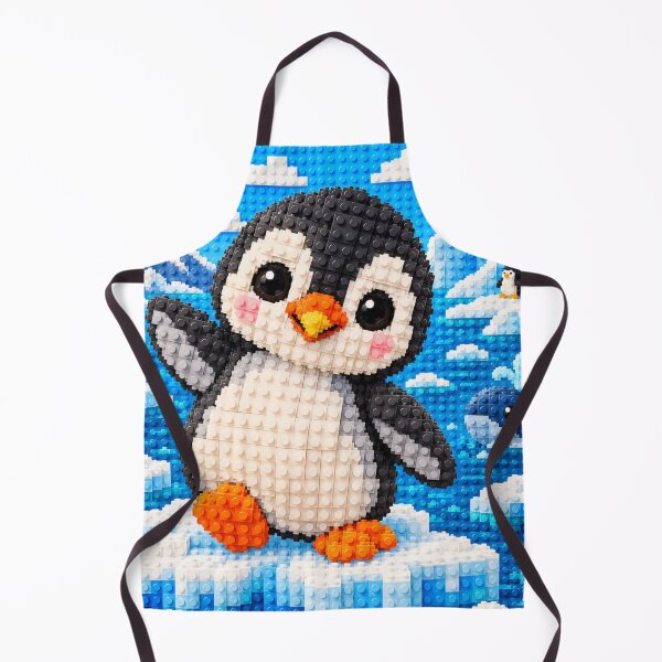 Item preview, Little Penguin Adventure – Cute Polar Penguin Building Block Mosaic Art designed and sold by WildWhimsy Art.
