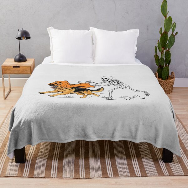 Item preview, Dog in Pumpkin Cape with Skeleton Halloween Design designed and sold by Krasnovaovaova.