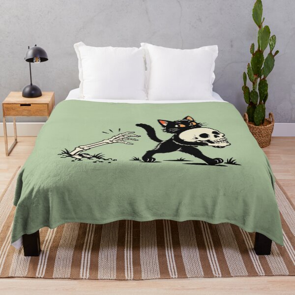 Item preview, Black Cat with Skull Halloween Gothic Design designed and sold by Krasnovaovaova.