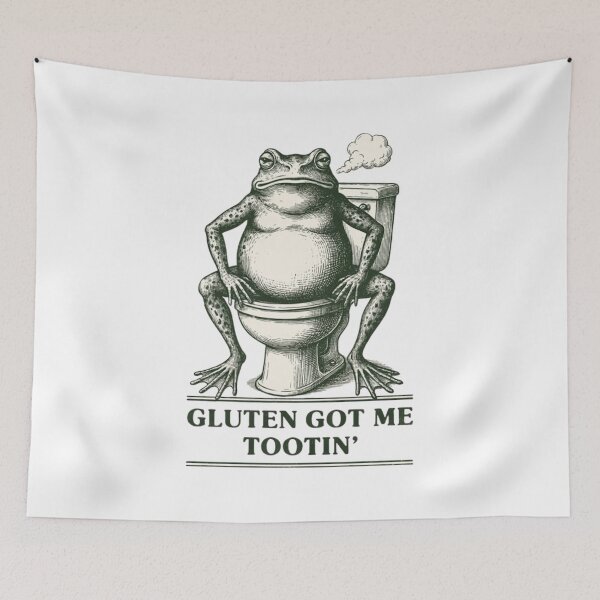 Artikelvorschau, Gluten macht mich ganz kackig – Lustiger Frosch-Toilettenhumor – Zöliakie, glutenfrei entworfen und verkauft von Dabbing Turtle Designs.