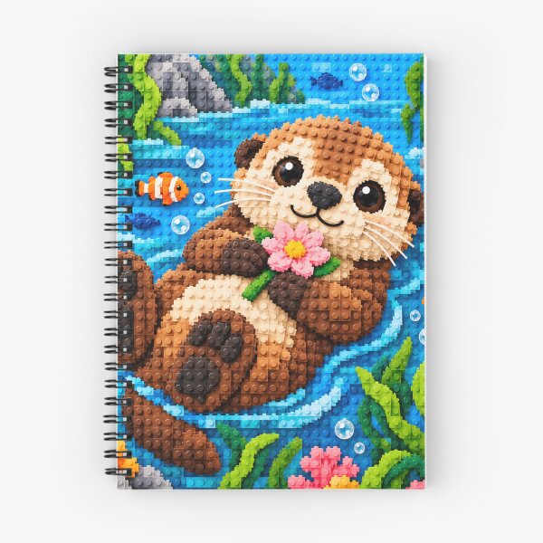 Item preview, Cozy Sea Otter – Cute Ocean Animal Building Block Mosaic Art designed and sold by WildWhimsy Art.