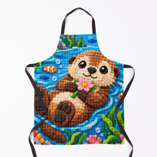 Item preview, Cozy Sea Otter – Cute Ocean Animal Building Block Mosaic Art designed and sold by WildWhimsy Art.