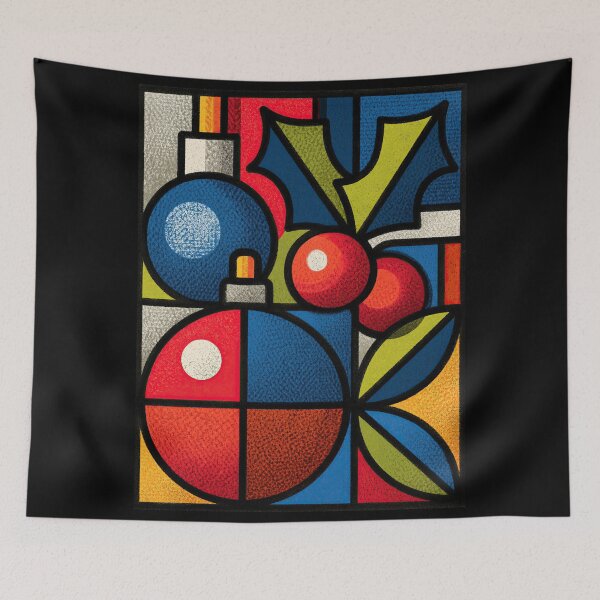 Item preview, Retro Geometric Christmas Baubles Stained Glass Art designed and sold by colorful-white.