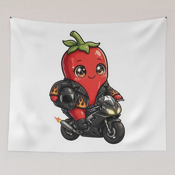Item preview, Cute Biker Chili Pepper Spicy Motorcycle Rebel designed and sold by Fort Chiswell Trading Company.