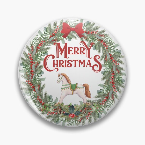 Item preview, Watercolor Rocking Horse Christmas Wreath  designed and sold by VibranPalette.