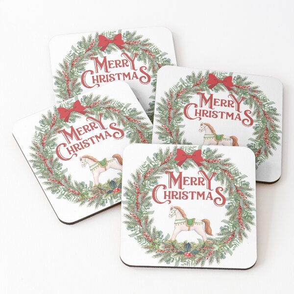 Item preview, Watercolor Rocking Horse Christmas Wreath  designed and sold by VibranPalette.