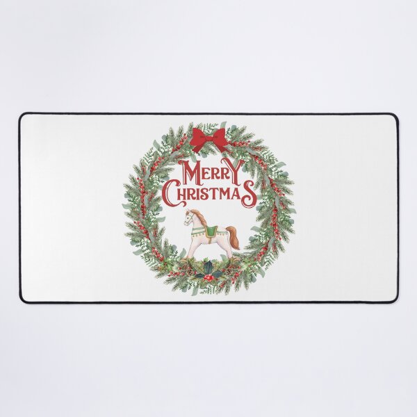 Item preview, Watercolor Rocking Horse Christmas Wreath designed and sold by VibranPalette.