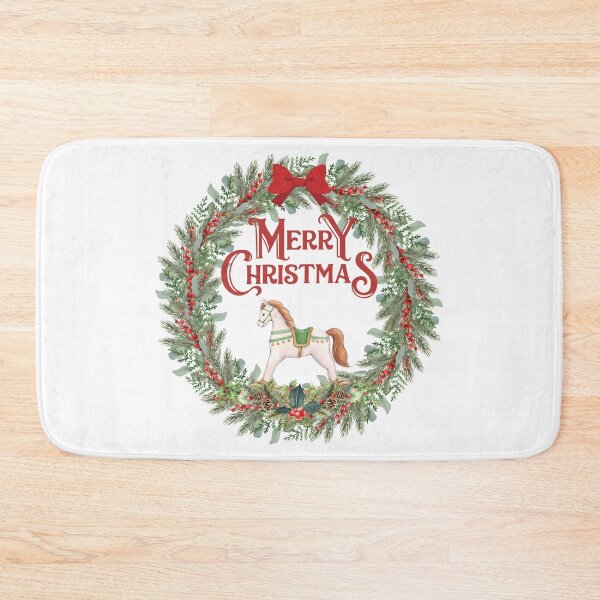 Item preview, Watercolor Rocking Horse Christmas Wreath  designed and sold by VibranPalette.