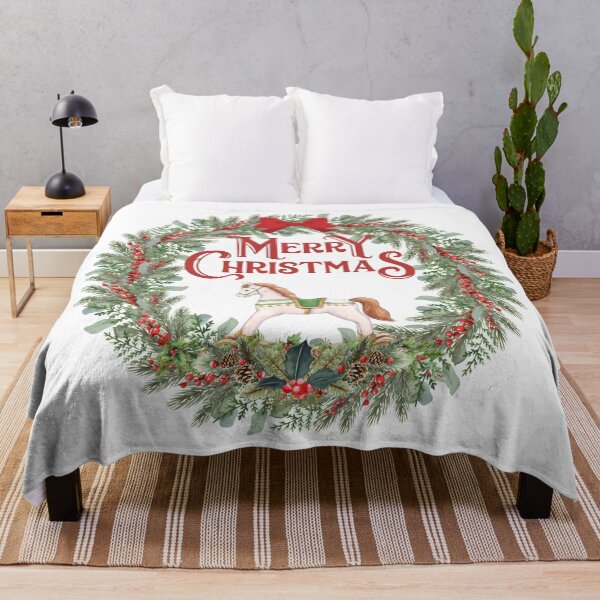Item preview, Watercolor Rocking Horse Christmas Wreath  designed and sold by VibranPalette.
