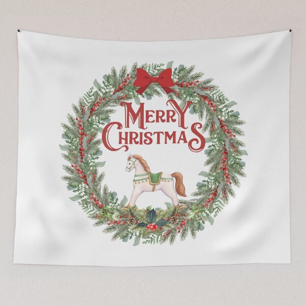 Item preview, Watercolor Rocking Horse Christmas Wreath  designed and sold by VibranPalette.
