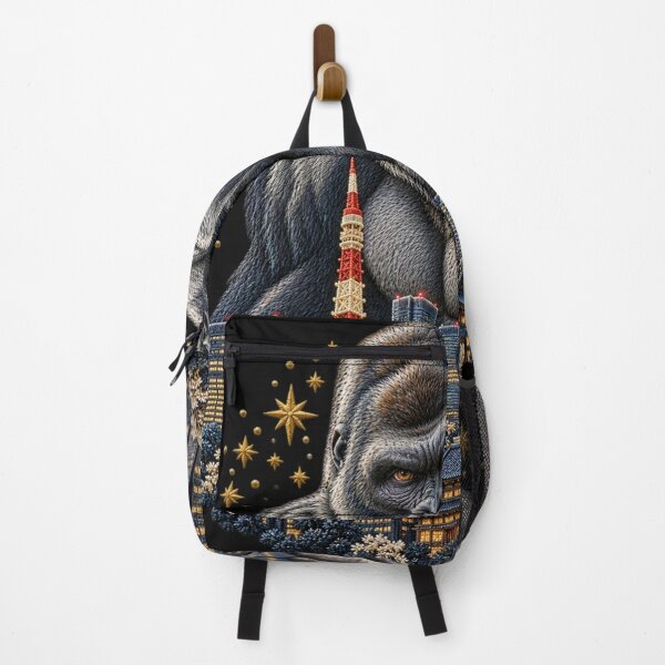 Item preview, Giant Gorilla Tokyo Skyline – Japanese Embroidery Style Art designed and sold by Emoji Emblems.