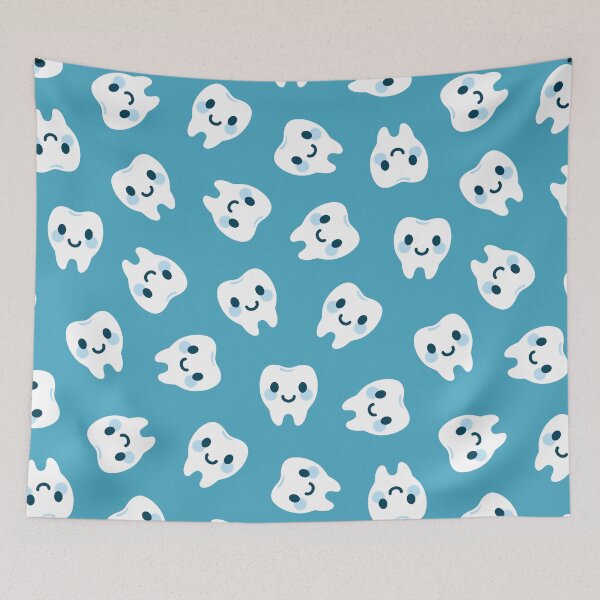 Item preview, Cute Happy Tooth with Light Blue Pattern – Clean & Cute Design designed and sold by OEKAKIYASAN.