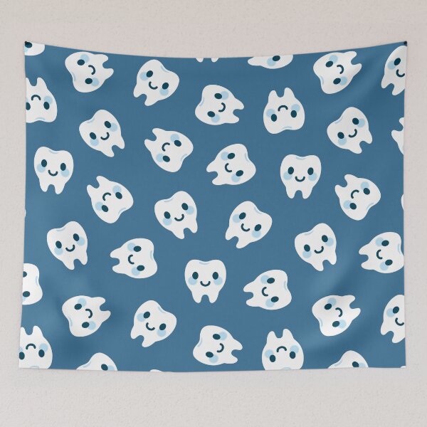 Item preview, Cute Happy Tooth with Blue Pattern – Clean & Cute Design designed and sold by OEKAKIYASAN.