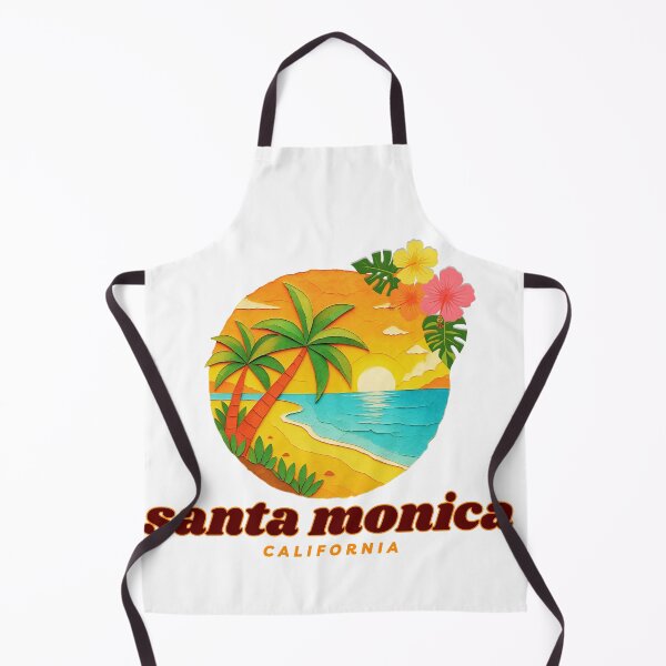 Item preview, Santa Monica California Sunset Beach Retro Paper Cut Style Palm Trees Design designed and sold by DonnaRaine.