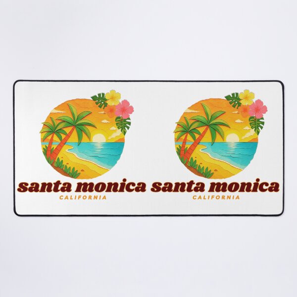 Item preview, Santa Monica California Sunset Beach Retro Paper Cut Style Palm Trees Design designed and sold by DonnaRaine.