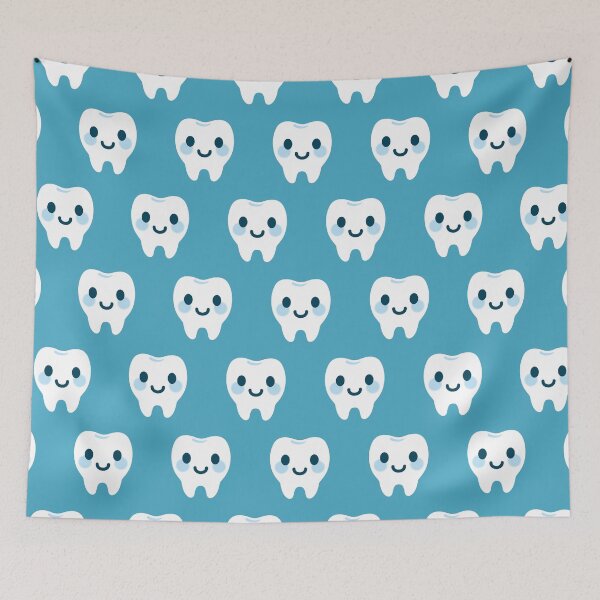 Item preview, Cute Happy Tooth with Light Blue Pattern – Clean & Cute Design designed and sold by OEKAKIYASAN.
