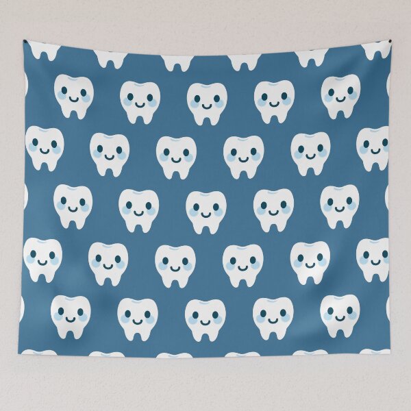 Item preview, Cute Happy Tooth with Light Blue Pattern – Clean & Cute Design designed and sold by OEKAKIYASAN.