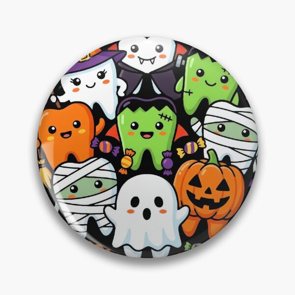 Item preview, Cute Spooky Halloween Characters Circle Teeth designed and sold by MizoX7.