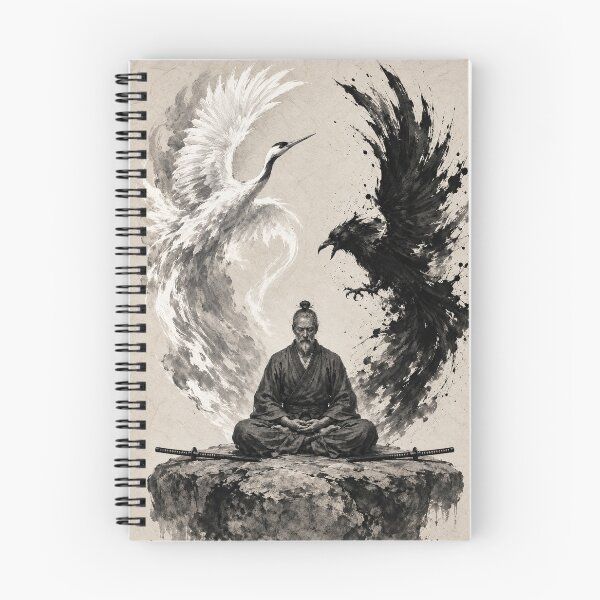 Item preview, Meditating Samurai with Crane and Raven designed and sold by MouradStudio.