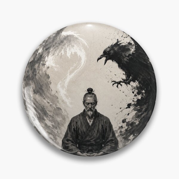 Item preview, Meditating Samurai with Crane and Raven designed and sold by MouradStudio.