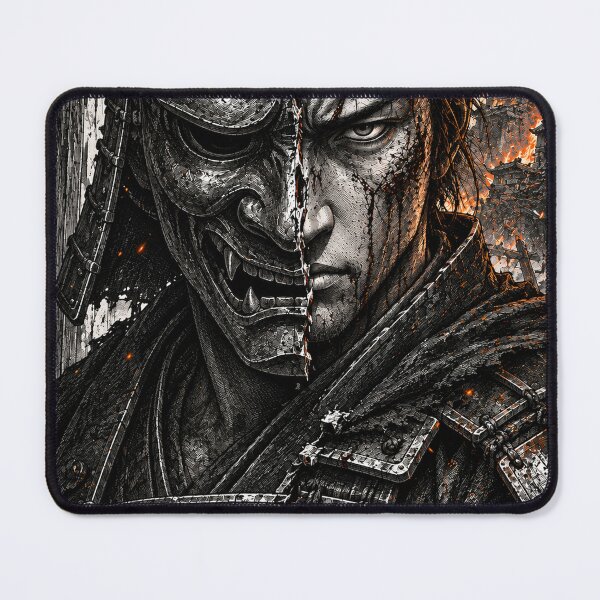 Item preview, Split Oni Mask Samurai with Burning Castle designed and sold by MouradStudio.