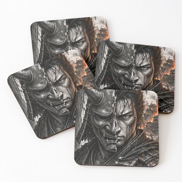 Artikelvorschau, Split Oni Mask Samurai with Burning Castle entworfen und verkauft von MouradStudio.