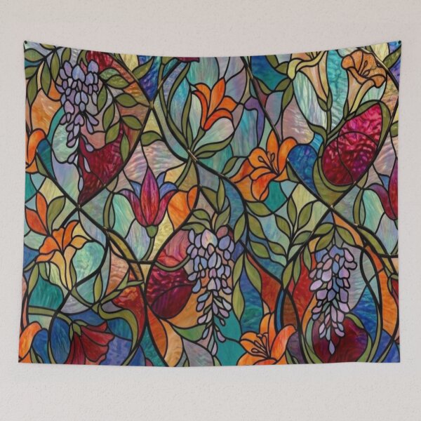 Item preview, Art Nouveau Floral Stained Glass Window Pattern designed and sold by Maddie4Real.