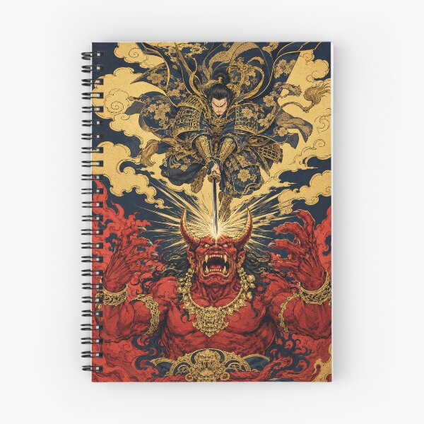 Item preview, Gold Armored Samurai Battling a Red Oni designed and sold by MouradStudio.
