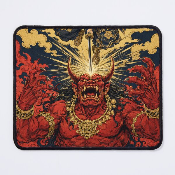 Item preview, Gold Armored Samurai Battling a Red Oni designed and sold by MouradStudio.