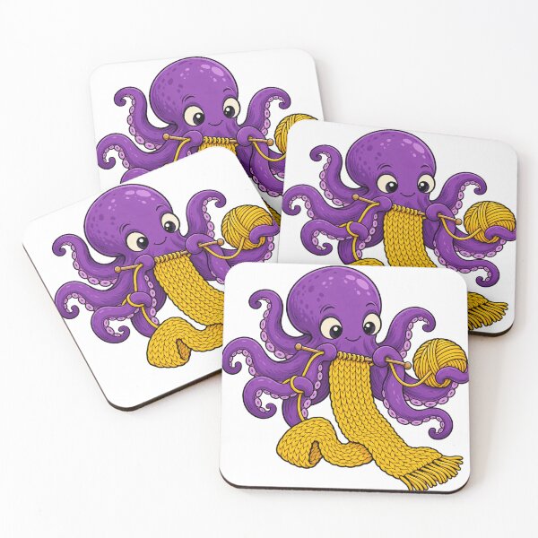 Item preview, Hand Drawn Octopus Knitting A Scarf designed and sold by S06PMarketing.