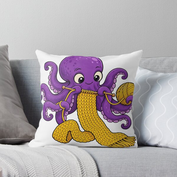 Item preview, Hand Drawn Octopus Knitting A Scarf designed and sold by S06PMarketing.