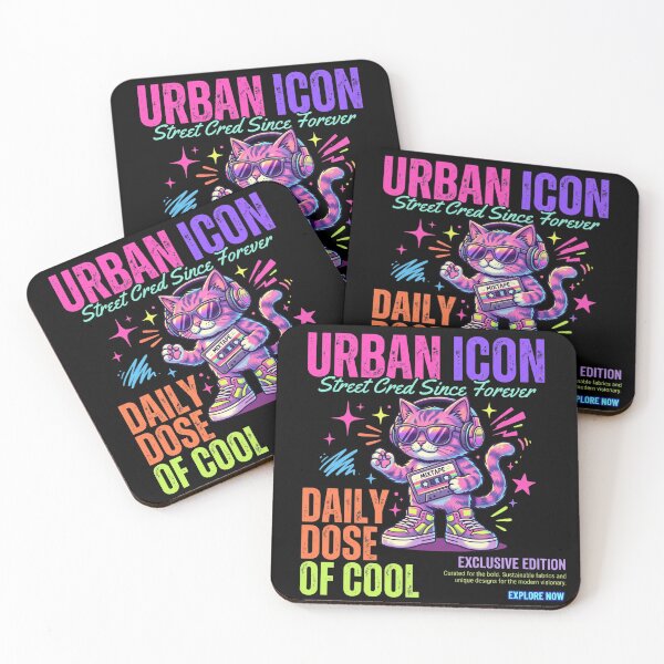 Item preview, Urban Icon Synthwave Cat - Retro Neon Mixtape designed and sold by rich-moda.