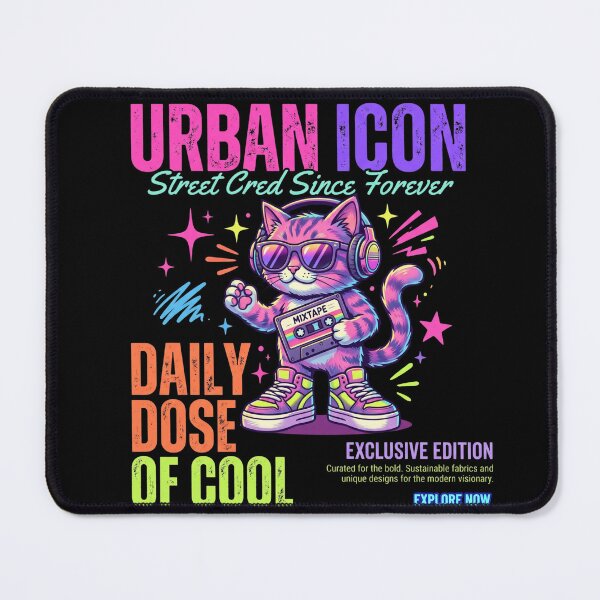 Item preview, Urban Icon Synthwave Cat - Retro Neon Mixtape designed and sold by rich-moda.