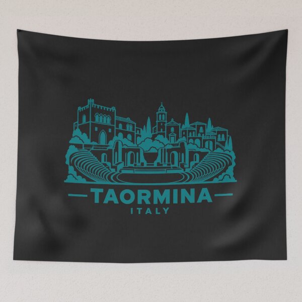 Item preview, Taormina Sicily Italy Line Art Landmark Poster designed and sold by CMYKStudio.