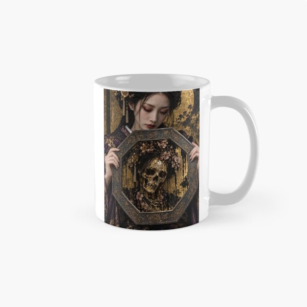 Item preview, Japanese Woman with Mirror and Golden Skull Reflection designed and sold by MouradStudio.