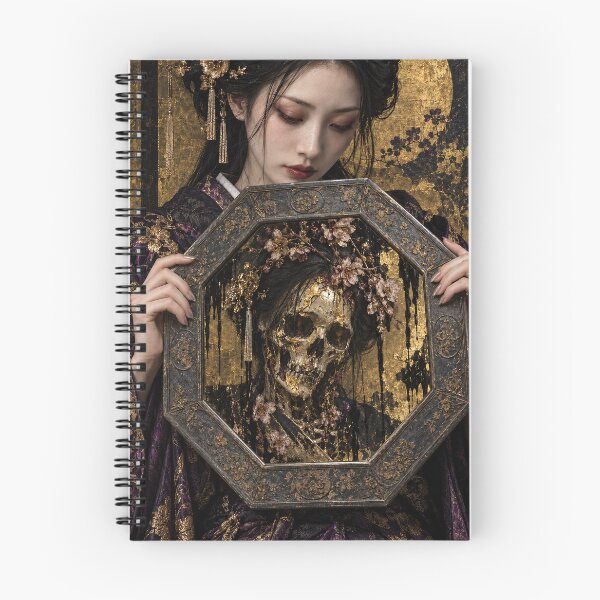 Item preview, Japanese Woman with Mirror and Golden Skull Reflection designed and sold by MouradStudio.