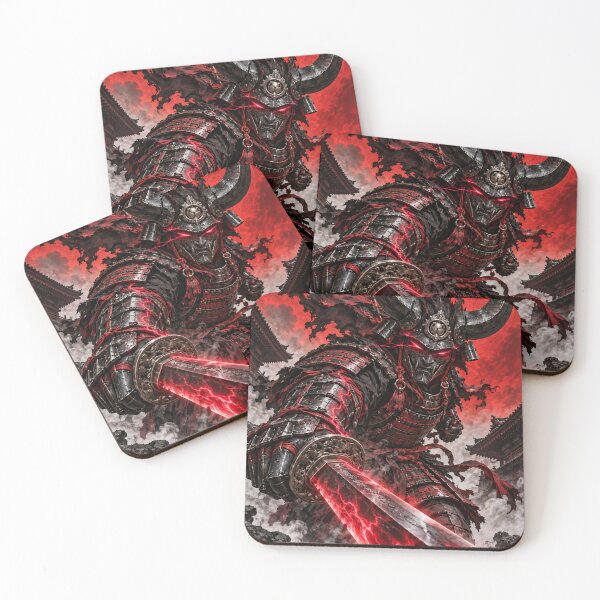Item preview, Horned Samurai with Crimson Katana and Red Moon designed and sold by MouradStudio.