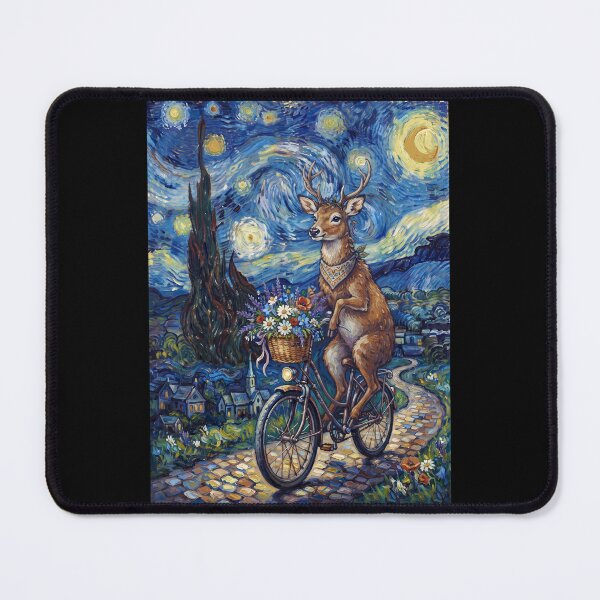 Item preview, Deer Biking Bike Starry Night Van Gogh Art Animal Lover designed and sold by dian-rody-crest.