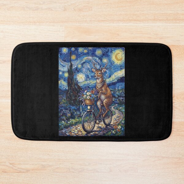 Item preview, Deer Biking Bike Starry Night Van Gogh Art Animal Lover designed and sold by dian-rody-crest.