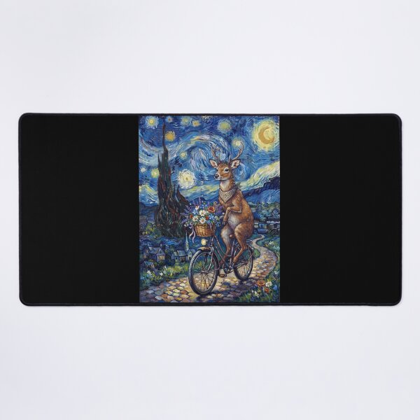 Item preview, Deer Biking Bike Starry Night Van Gogh Art Animal Lover designed and sold by dian-rody-crest.