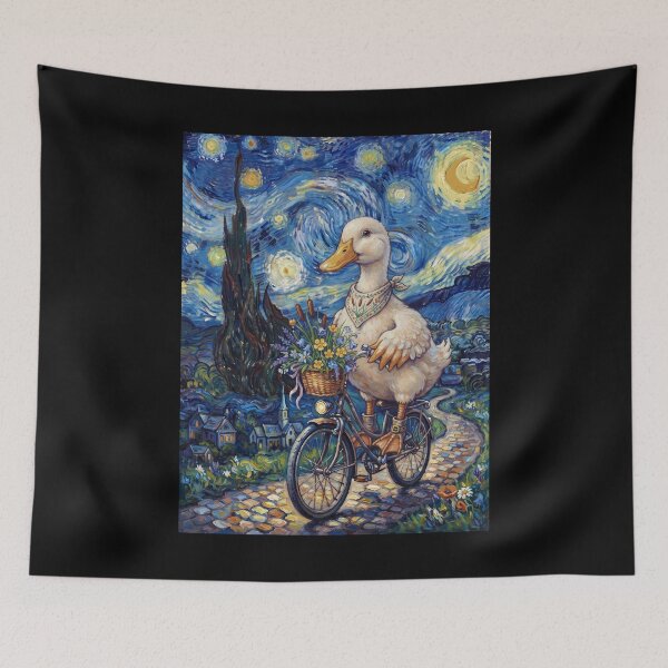 Item preview, Duck Biking Bike Starry Night Van Gogh Art Animal Lover designed and sold by dian-rody-crest.