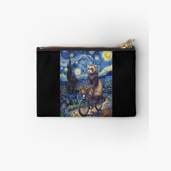 Item preview, Ferret Biking Bike Starry Night Van Gogh Art Animal Lover designed and sold by dian-rody-crest.