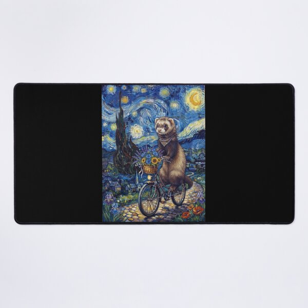 Item preview, Ferret Biking Bike Starry Night Van Gogh Art Animal Lover designed and sold by dian-rody-crest.