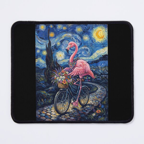 Item preview, Flamingo Biking Bike Starry Night Van Gogh Art Animal Lover designed and sold by dian-rody-crest.