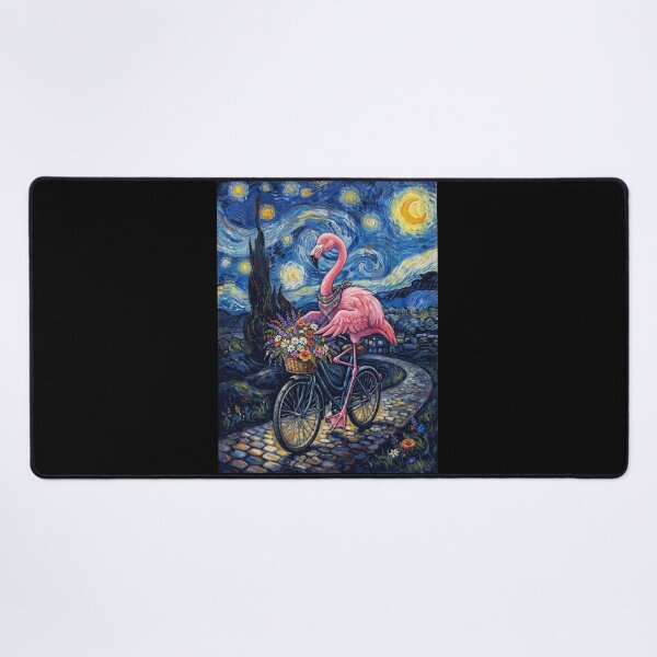 Item preview, Flamingo Biking Bike Starry Night Van Gogh Art Animal Lover designed and sold by dian-rody-crest.